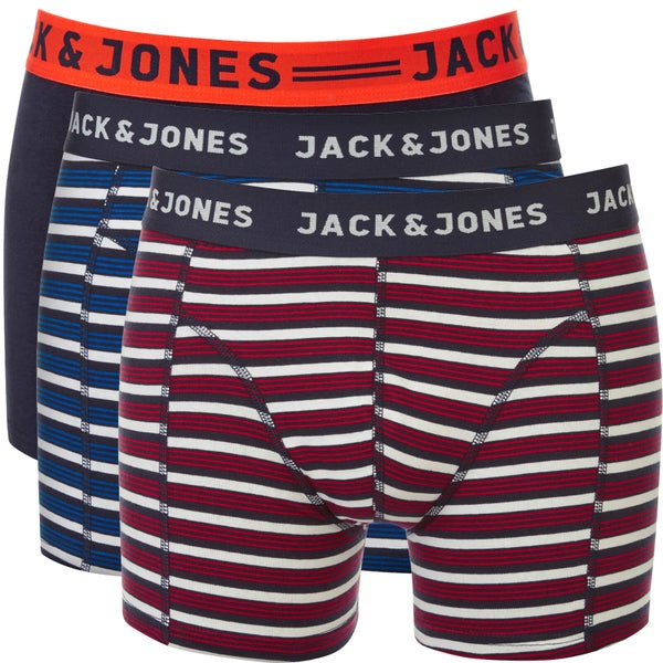 Jack & Jones Men's Alya 3 Pack Boxers - Navy/Red