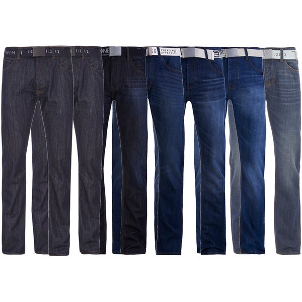 New Smith & Jones Belted Denim Straight Regular Jeans All Waist and Lengths