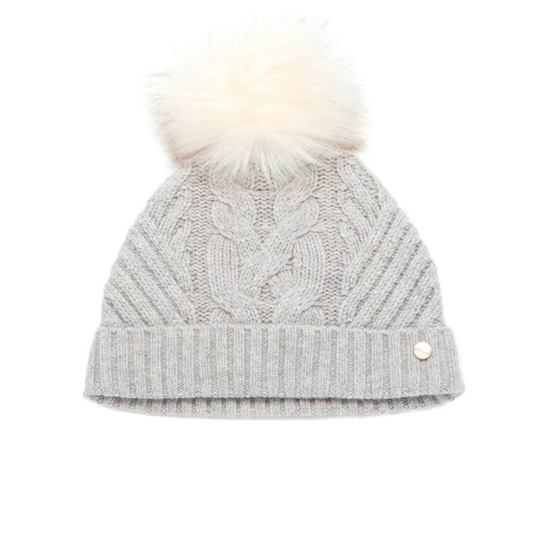 Ted Baker Women's Lisabet Cable Knitted Hat with Pom Pom - Grey