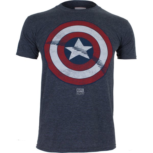 Marvel Boys' Captain America Shield T-Shirt - Heather Navy