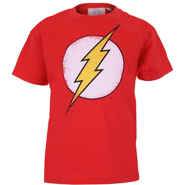 DC Comics Boys' The Flash Distress Logo T-Shirt - Red