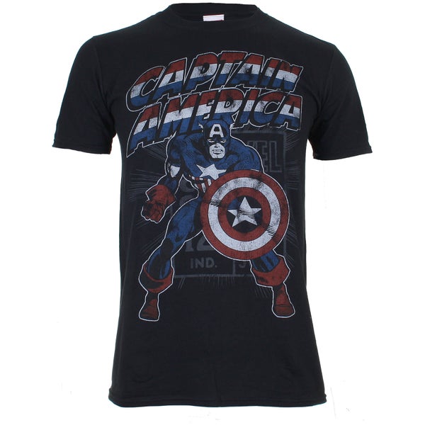 Marvel Captain America Retro Jongens T-Shirt - Zwart