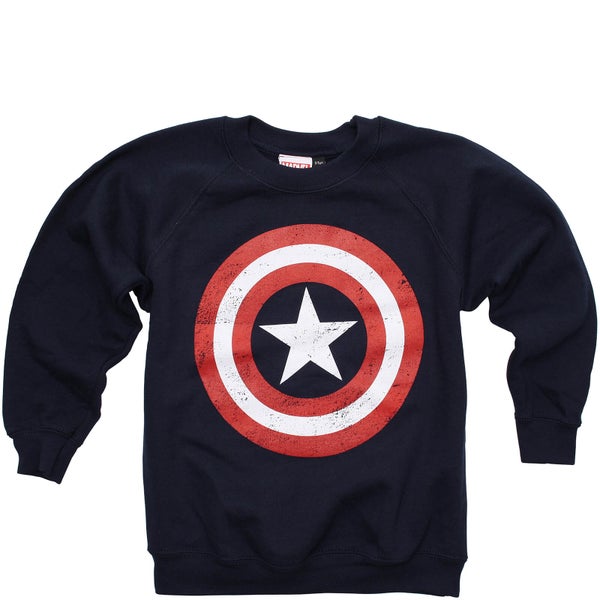 Marvel Boys' Captain America Distress Shield Sweatshirt - Navy