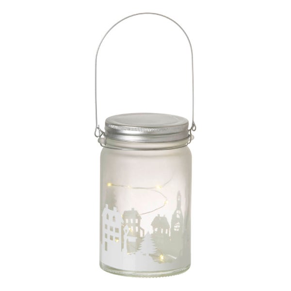 Parlane Winter LED Glass Jar - White (14cm)