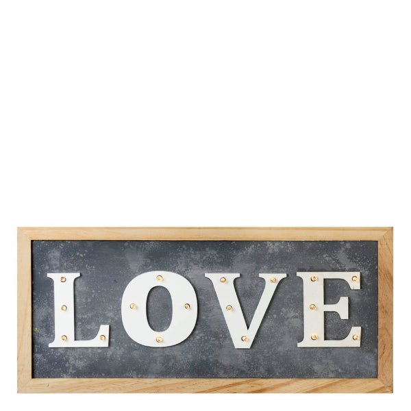 Parlane 'Love' LED Sign - Grey/White (20 x 43cm)