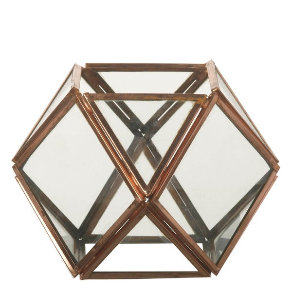 Parlane Ness Glass Terrarium Tealight Holder - Copper (11 x 10.5cm)