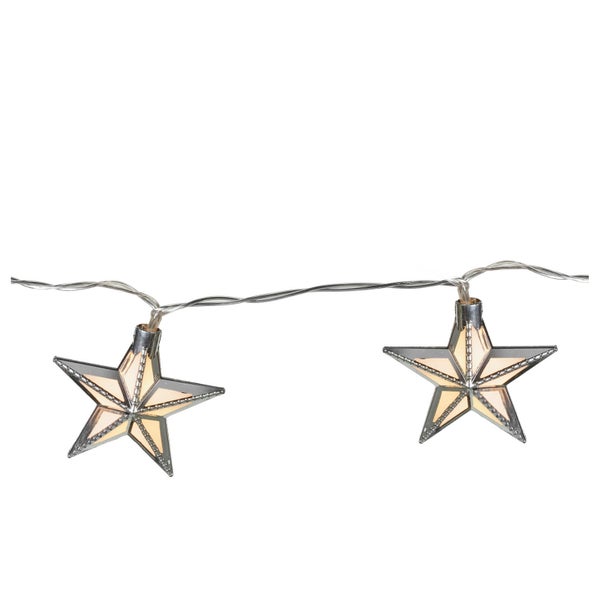 Parlane Star Glass Garland Lights - Silver (Set of 24)