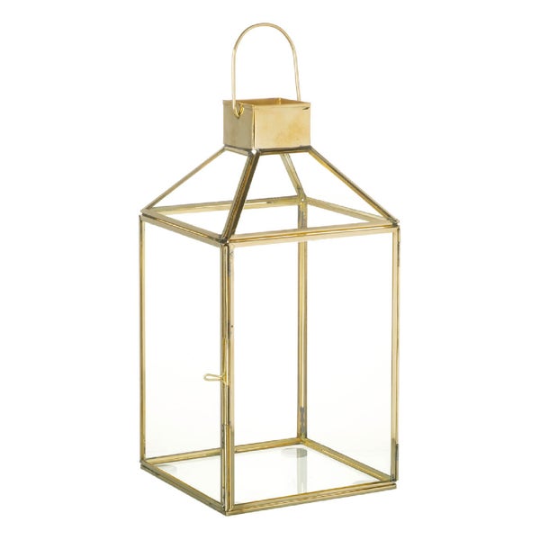 Parlane Clara Glass Lantern - Gold (27 x 14cm)