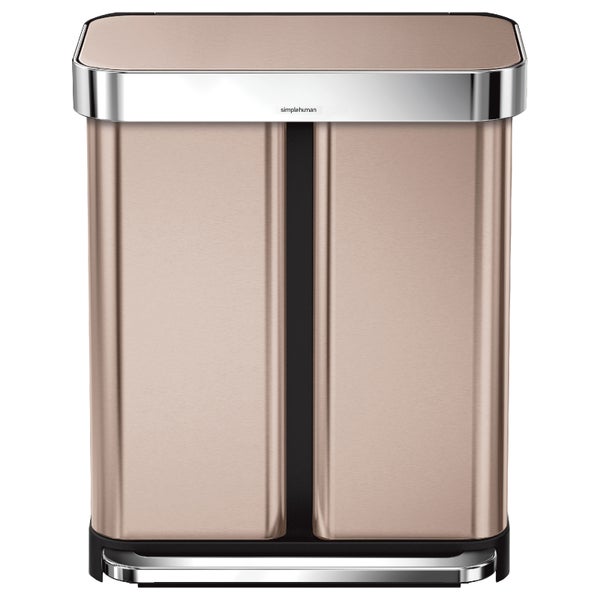 simplehuman Dual Compartment Pedal Bin with Liner Pocket - Rose Gold 58L