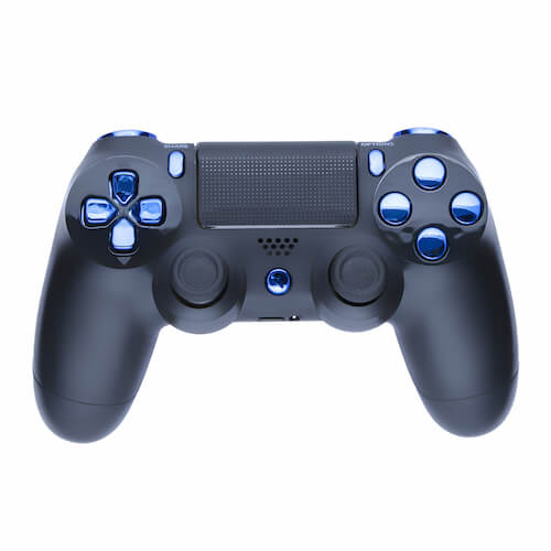 Playstation 4 Custom Controller - Matte Black & Chrome Blue