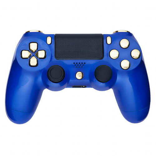 Playstation 4 Custom Controller - Royal Blue and Chrome Gold