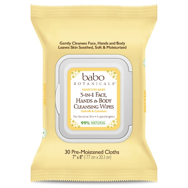 Babo 3-in-1 Sensitive Baby Face, Hand, Body Wipes - Oatmilk & Calendula