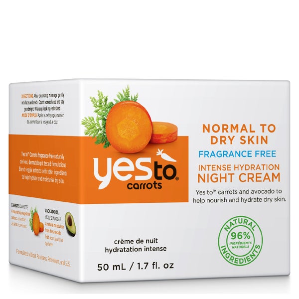 yes to Carrots Fragrance-Free Intense Hydration Night Cream intensywnie nawilżający krem na noc