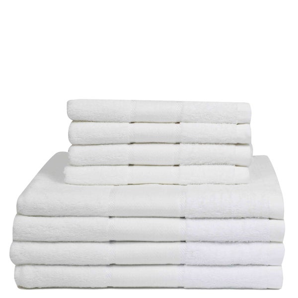 Restmor 100% Cotton 8 Piece Towel Bale Set - White