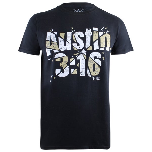 WWE Austin Shattered Heren T-Shirt - Zwart
