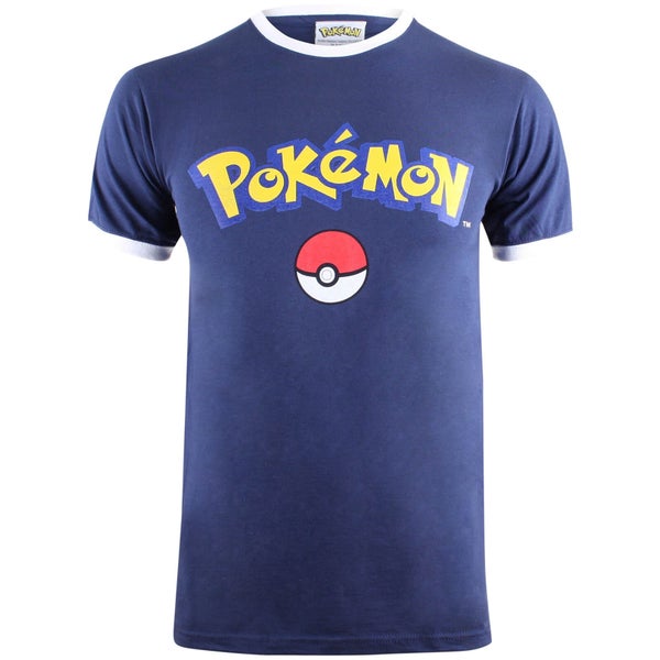 T-Shirt Homme Pokémon Logo - Bleu Marine/Blanc
