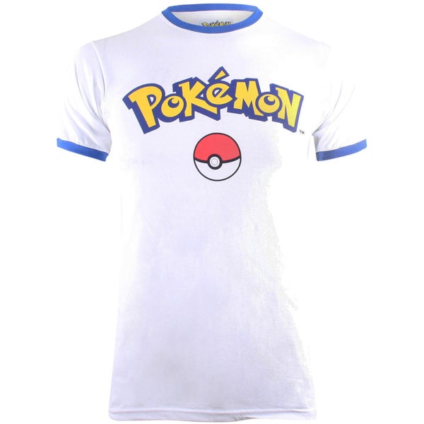 T-Shirt Homme Pokémon Logo - Blanc/Bleu