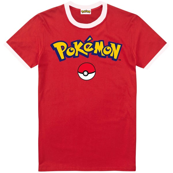 T-Shirt Homme Pokémon Logo - Rouge/Blanc