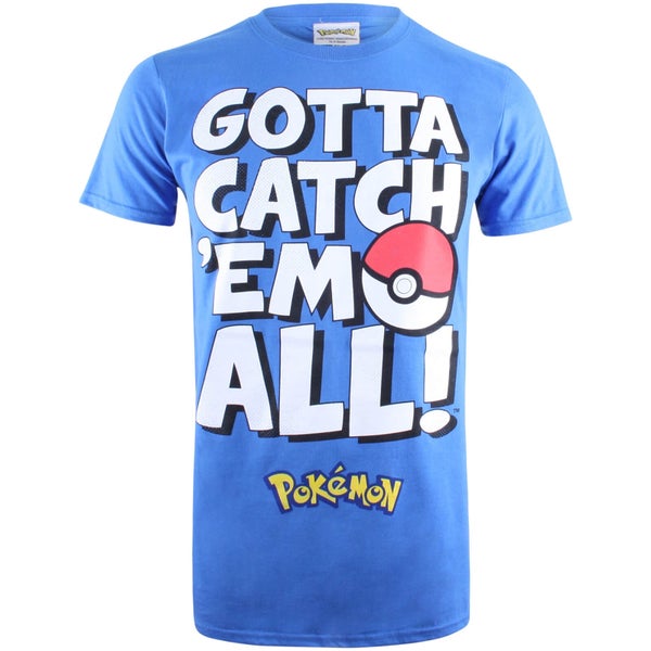 T-Shirt Homme Pokémon Gotta Catch Em Text - Bleu Roi