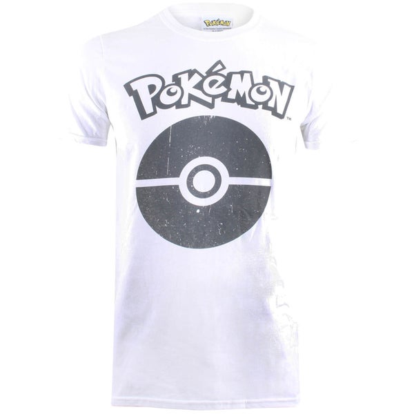 Pokemon Herren Pokeball Symbol T-Shirt - Weiß