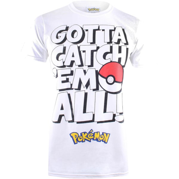 Pokemon Herren Gotta Catch Em Text T-Shirt - Weiß