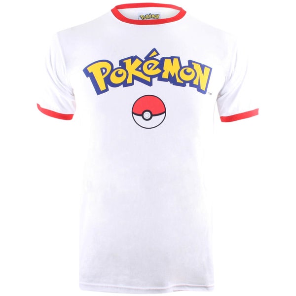 T-Shirt Homme Pokémon Logo - Blanc/Rouge
