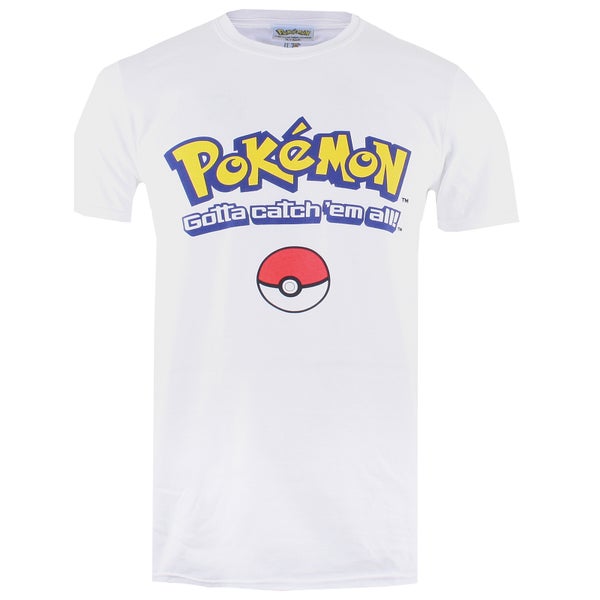 T-Shirt Homme Pokémon Logo Gotta Catch Em All - Blanc