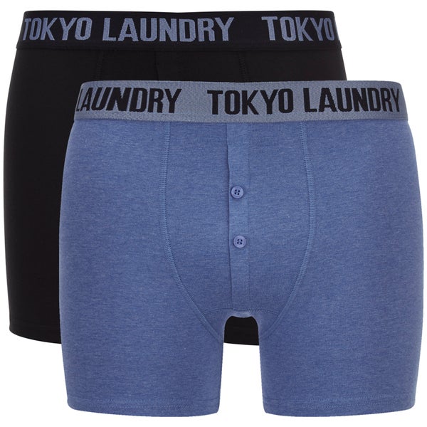 Tokyo Laundry Men's Eversholt 2 Pack Boxers - Cornflower Blue/Black