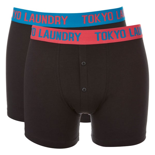 Tokyo Laundry Men's Harden 2 Pack Boxers - Black/Redsky/Marble Blue