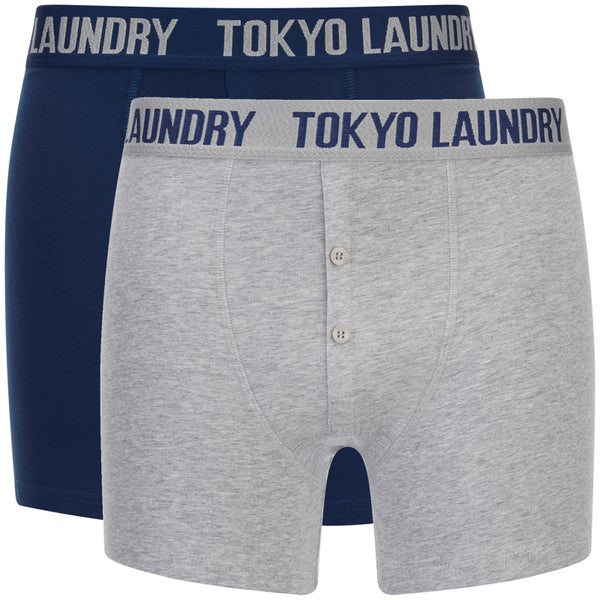 Tokyo Laundry Men's Eversholt 2 Pack Boxers - Estate Blue/Grey Marl