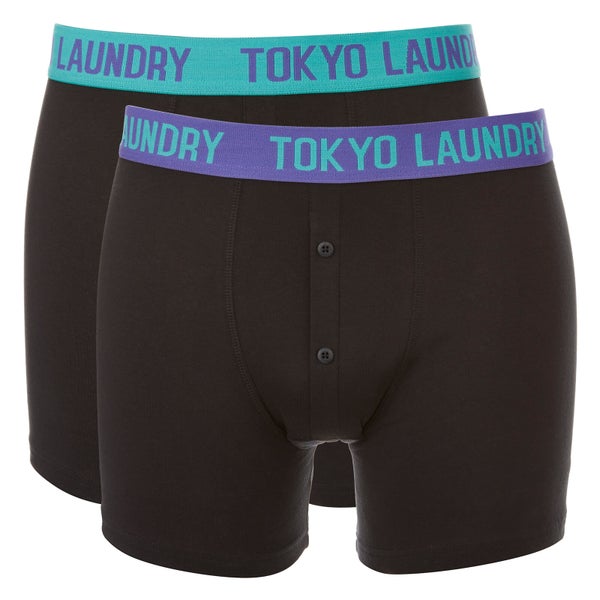 Tokyo Laundry Men's Harden 2 Pack Boxers - Black/Purple Opulence/Agate Green