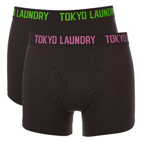 Tokyo Laundry Men's Pellipar 2 Pack Boxers - Black/Radiant Orchid/Laundered Green