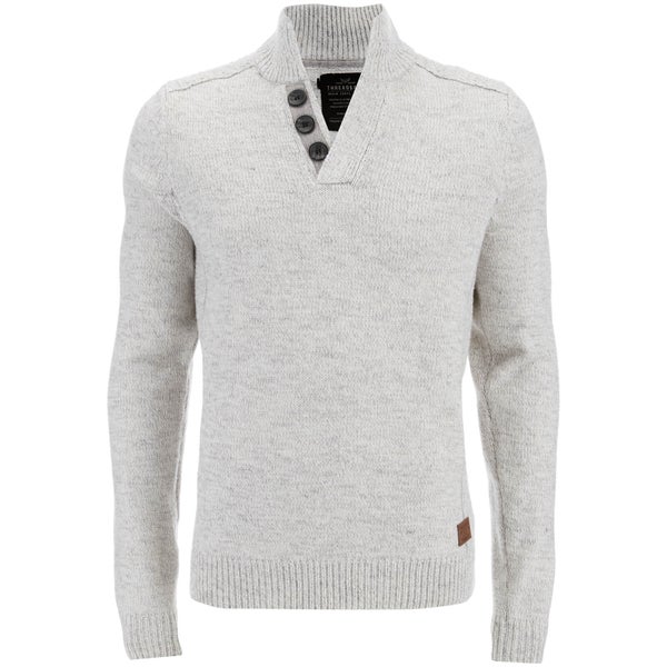 Pull Threadbare pour Homme Tanner Button -Winter Blanc