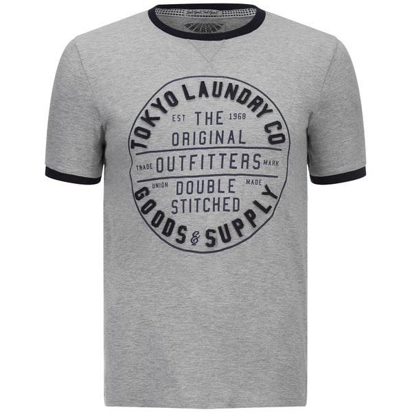 Tokyo Laundry Men's Double Stitched T-Shirt - Light Grey Marl