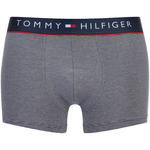 Tommy Hilfiger Men's Cotton Flex Trunks - Navy White/Stripe