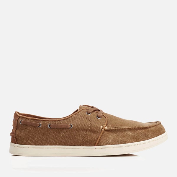 TOMS Men's Culver Linen Boat Shoes - Toffee Washed Canvas