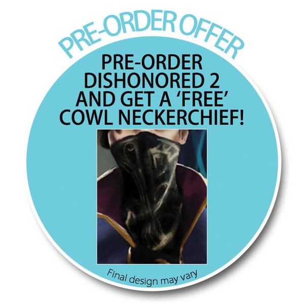 Dishonored 2 Pre-Order Sticker Cowl