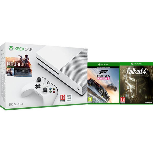 Xbox One S 500GB with Battlefield 1, Forza Horizon 3 & Fallout 4