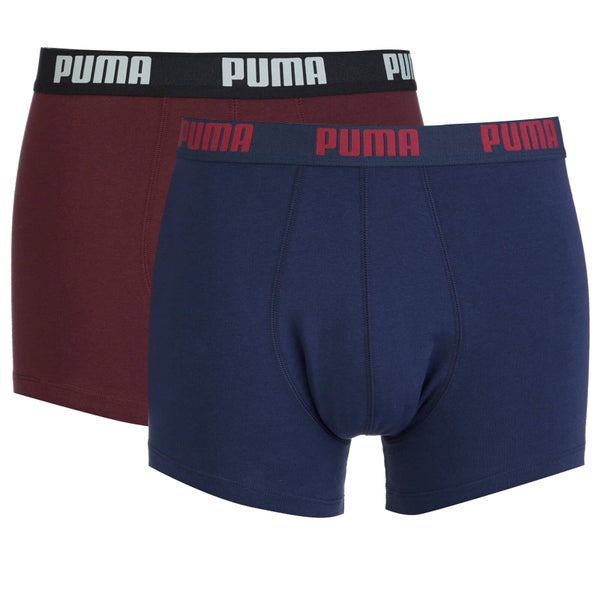 Puma Men's 2 Pack Basic Boxers - Burgundy/Navy