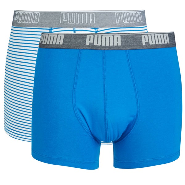 Puma Men's 2er- Pack Basic Boxers - Blau/Blau-Weiß Gestreift
