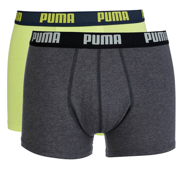 Puma Men's 2 Pack Basic Boxers - Green/Grey
