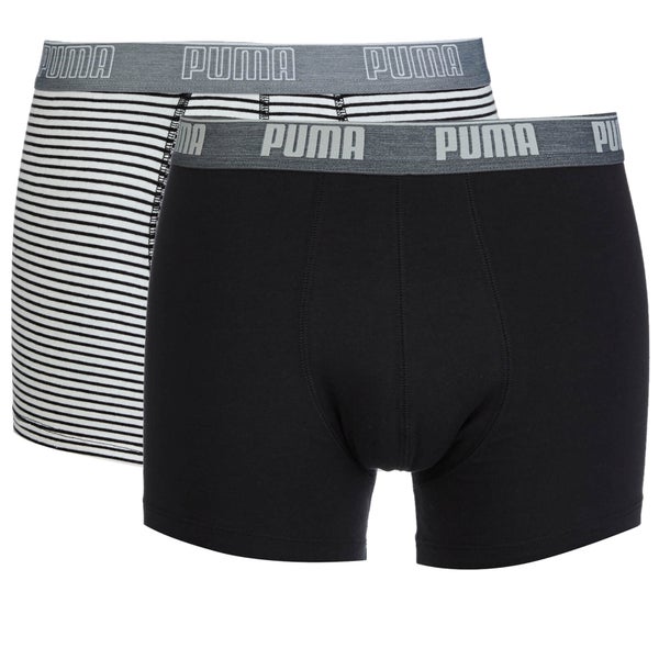 Puma Men's 2 Pack Stripe Boxers - Black