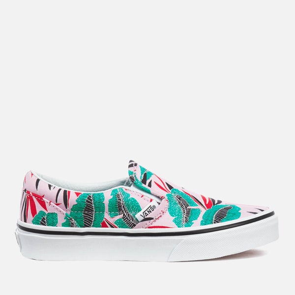 Vans Kids' Classic Tropical Leaves Slip-On Trainers - Pink Lady
