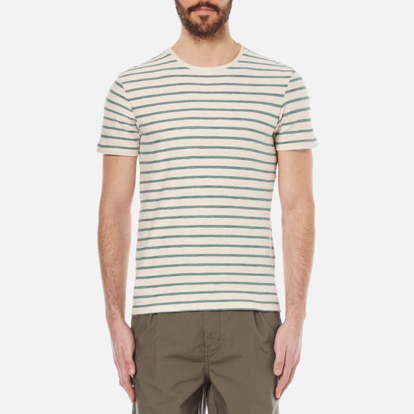 Selected Homme Men's Kris Striped Crew Neck T-Shirt - Marshmallow/Sea Pine