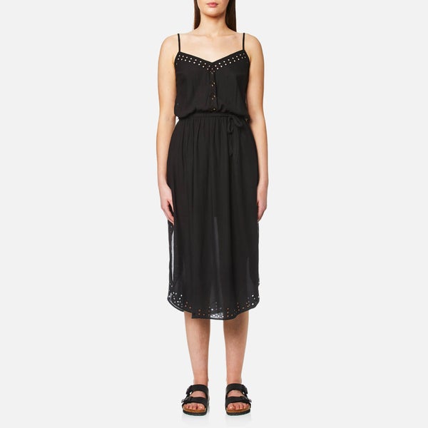 Maison Scotch Women's Strappy Summer Dress with Cutouts and High Shirt Tail Hem - Black