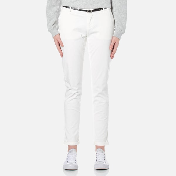 Maison Scotch Women's Slim Chino Pants with Belt - White