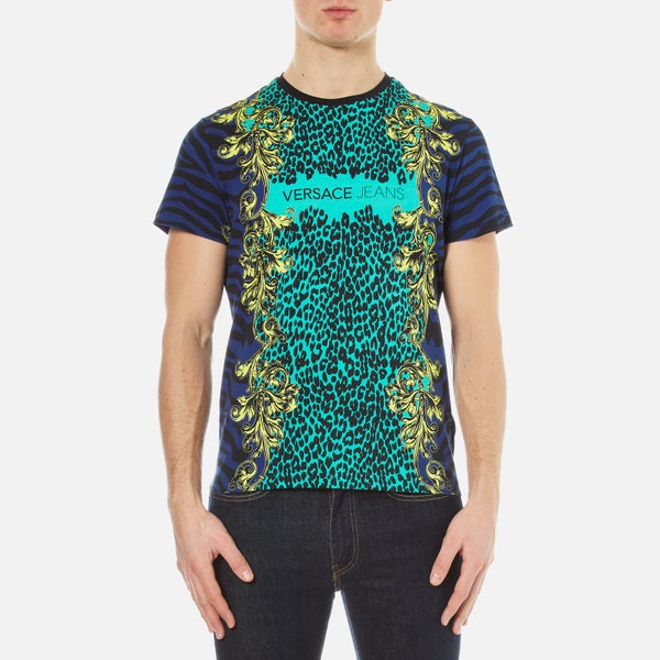 Versace Jeans Men's Leopard Print T-Shirt - Blue