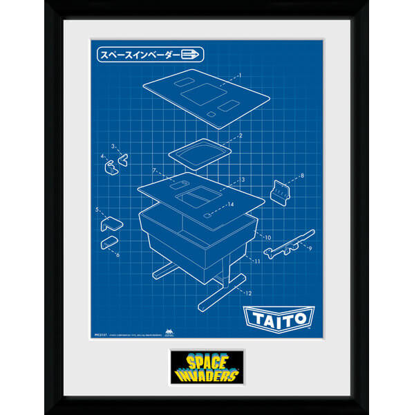 Space Invaders Table Framed Photographic - 16"" x 12"