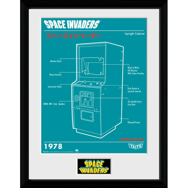 Space Invaders Cabinet Framed Photographic - 16"" x 12"