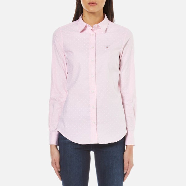 GANT Women's Stretch Oxford Printed Dot Shirt - Light Pink